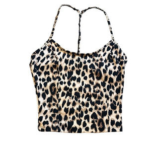 VICTORIA’S SECRET TAN & BLACK CHEETAH PRINT CROP WITH SILVER RING BACK DETAIL